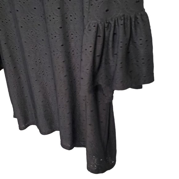 Shannon Ford Size 3X Top Peek-A-Boo Eyelet Liquid Jersey Knit Ruffle Sleeves - Picture 8 of 8